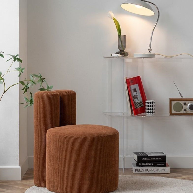 Contemporary Nordic Rabbit Ears Cylinder Corduroy Solid Wood Vanity Stool Backrest Armless For Bedroom