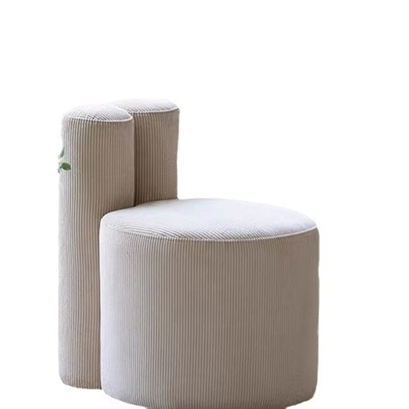 Contemporary Nordic Rabbit Ears Cylinder Corduroy Solid Wood Vanity Stool Backrest Armless For Bedroom