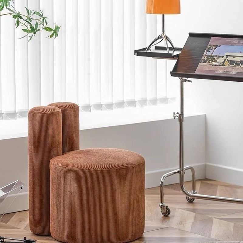 Contemporary Nordic Rabbit Ears Cylinder Corduroy Solid Wood Vanity Stool Backrest Armless For Bedroom