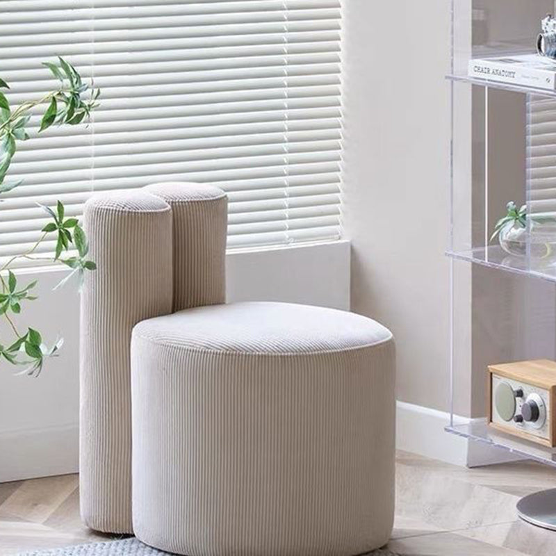 Contemporary Nordic Rabbit Ears Cylinder Corduroy Solid Wood Vanity Stool Backrest Armless For Bedroom