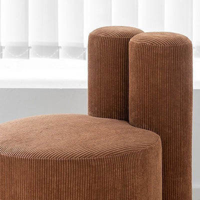 Contemporary Nordic Rabbit Ears Cylinder Corduroy Solid Wood Vanity Stool Backrest Armless For Bedroom