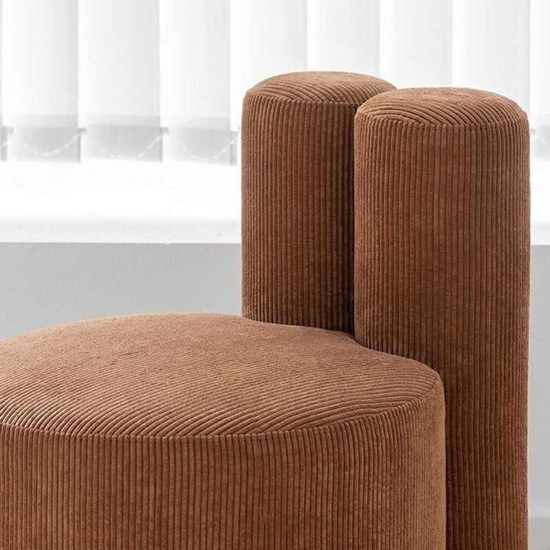 Contemporary Nordic Rabbit Ears Cylinder Corduroy Solid Wood Vanity Stool Backrest Armless For Bedroom