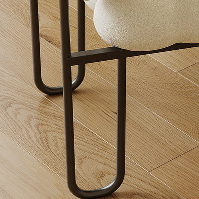 Contemporary Nordic Square Lambswool Iron Vanity Stool Backrest Armless For Bedroom