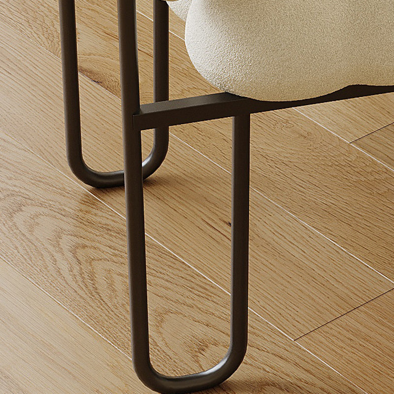 Contemporary Nordic Square Lambswool Iron Vanity Stool Backrest Armless For Bedroom
