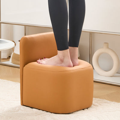 Contemporary Nordic Square Portable Leather Solid Wood Sponge Low Stool Backrest Armless For Living Room