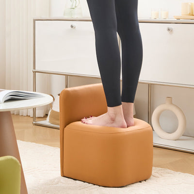 Contemporary Nordic Square Portable Leather Solid Wood Sponge Low Stool Backrest Armless For Living Room