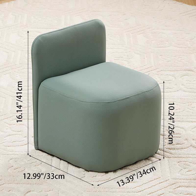 Contemporary Nordic Square Portable Leather Solid Wood Sponge Low Stool Backrest Armless For Living Room