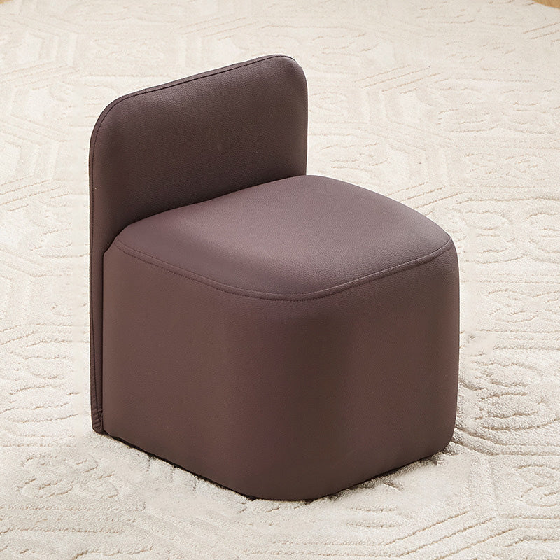 Contemporary Nordic Square Portable Leather Solid Wood Sponge Low Stool Backrest Armless For Living Room