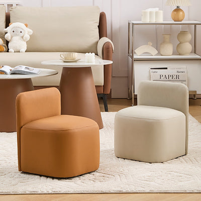 Contemporary Nordic Square Portable Leather Solid Wood Sponge Low Stool Backrest Armless For Living Room