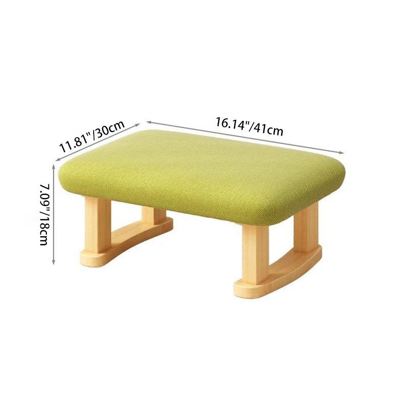 Contemporary Nordic Square Anti-slip Cotton Linen Solid Wood Footstool Backless Armless For Entryways