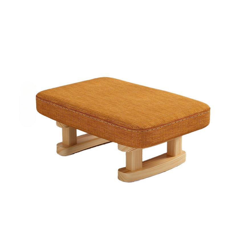 Contemporary Nordic Square Anti-slip Cotton Linen Solid Wood Footstool Backless Armless For Entryways