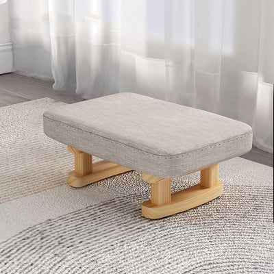 Contemporary Nordic Square Anti-slip Cotton Linen Solid Wood Footstool Backless Armless For Entryways