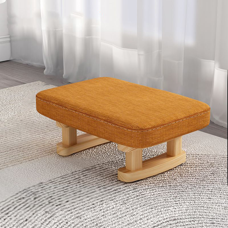 Contemporary Nordic Square Anti-slip Cotton Linen Solid Wood Footstool Backless Armless For Entryways