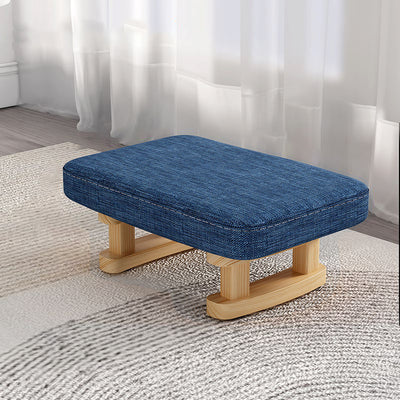 Contemporary Nordic Square Anti-slip Cotton Linen Solid Wood Footstool Backless Armless For Entryways