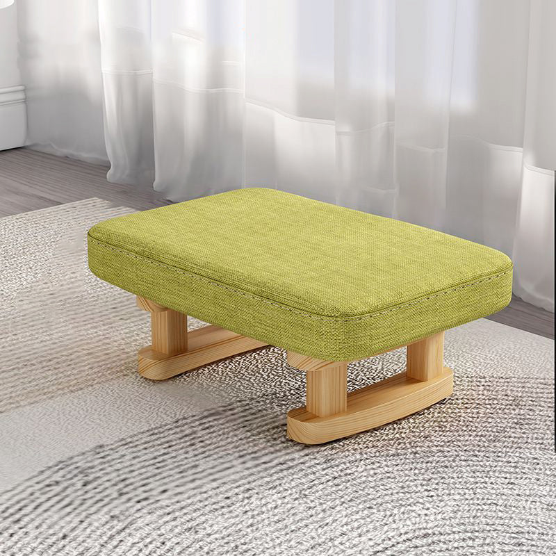 Contemporary Nordic Square Anti-slip Cotton Linen Solid Wood Footstool Backless Armless For Entryways