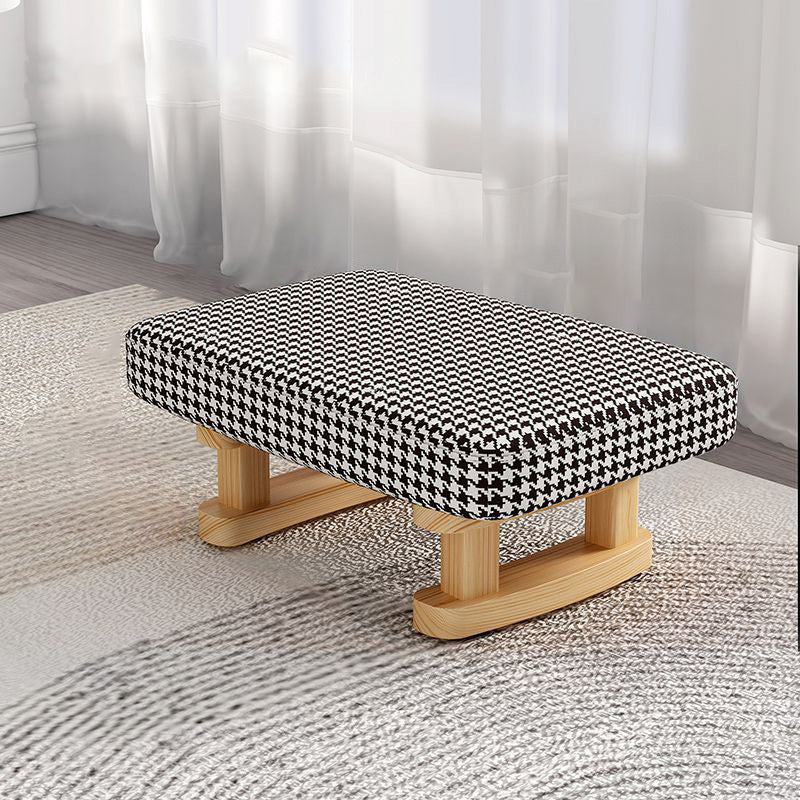 Contemporary Nordic Square Anti-slip Cotton Linen Solid Wood Footstool Backless Armless For Entryways