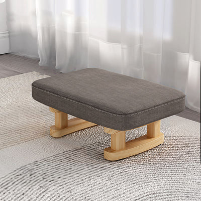 Contemporary Nordic Square Anti-slip Cotton Linen Solid Wood Footstool Backless Armless For Entryways