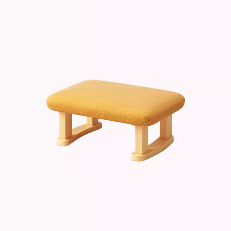 Contemporary Nordic Square Anti-slip Cotton Linen Solid Wood Footstool Backless Armless For Entryways