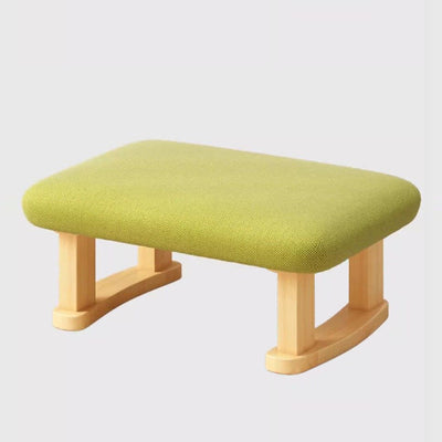 Contemporary Nordic Square Anti-slip Cotton Linen Solid Wood Footstool Backless Armless For Entryways