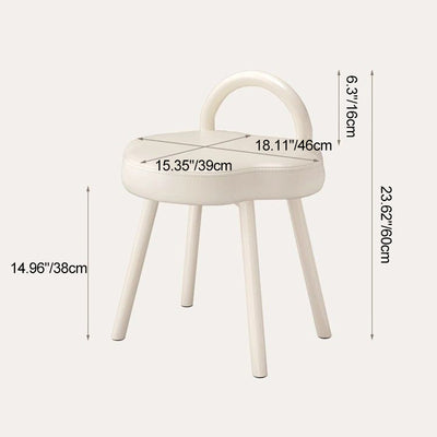 Modern Minimalist Cream Cloud Steel Microfiber Leather Vanity Stool Backrest Armless For Bedroom