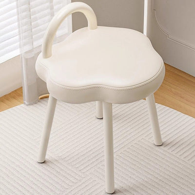 Modern Minimalist Cream Cloud Steel Microfiber Leather Vanity Stool Backrest Armless For Bedroom