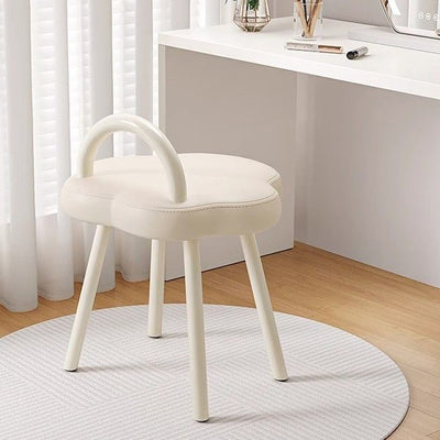 Modern Minimalist Cream Cloud Steel Microfiber Leather Vanity Stool Backrest Armless For Bedroom