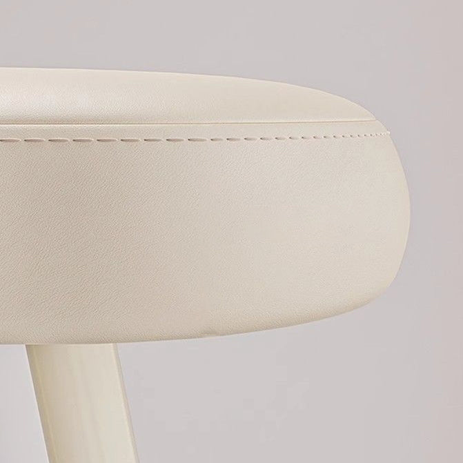 Taburete de tocador moderno minimalista color crema tipo nube de hierro y piel sintética napa, sin brazos y con respaldo, para dormitorio 