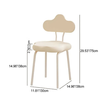 Contemporary Nordic Cream Flower Cloud Iron Faux Leather Vanity Stool Backrest Armless For Bedroom