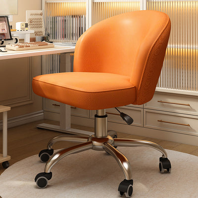 Contemporary Nordic Faux Leather Aluminum Alloy Plastic Swivel Desk Chair Backrest Armless For Study