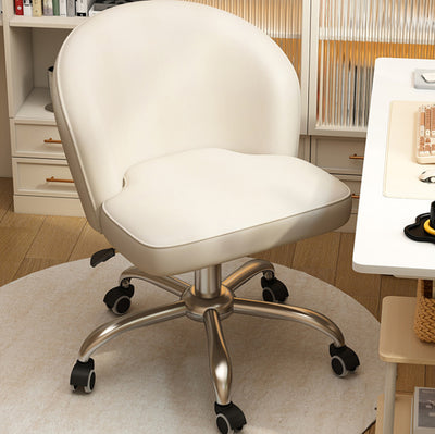 Contemporary Nordic Faux Leather Aluminum Alloy Plastic Swivel Desk Chair Backrest Armless For Study