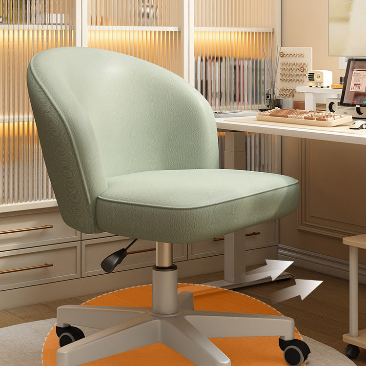 Contemporary Nordic Faux Leather Aluminum Alloy Plastic Swivel Desk Chair Backrest Armless For Study