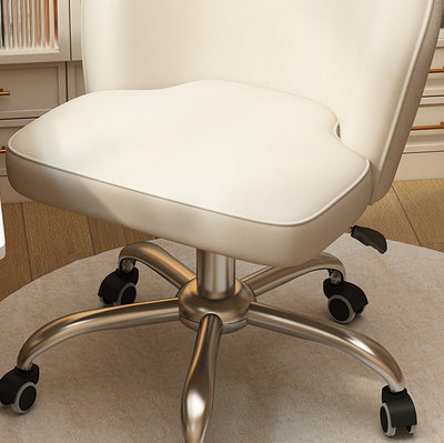 Contemporary Nordic Faux Leather Aluminum Alloy Plastic Swivel Desk Chair Backrest Armless For Study