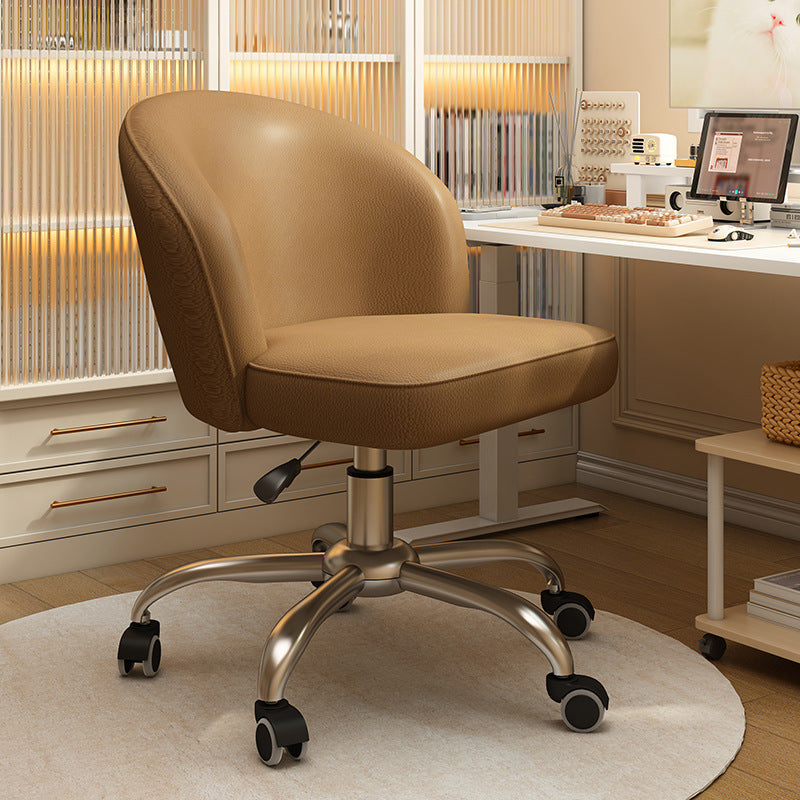 Contemporary Nordic Faux Leather Aluminum Alloy Plastic Swivel Desk Chair Backrest Armless For Study
