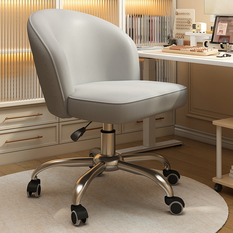 Contemporary Nordic Faux Leather Aluminum Alloy Plastic Swivel Desk Chair Backrest Armless For Study