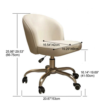 Contemporary Nordic Faux Leather Aluminum Alloy Plastic Swivel Desk Chair Backrest Armless For Study