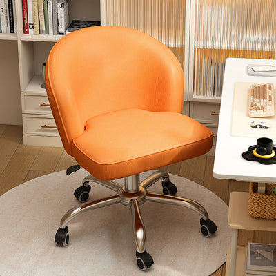 Contemporary Nordic Faux Leather Aluminum Alloy Plastic Swivel Desk Chair Backrest Armless For Study