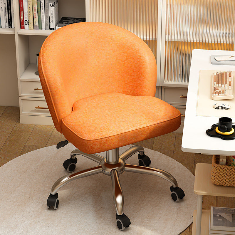 Contemporary Nordic Faux Leather Aluminum Alloy Plastic Swivel Desk Chair Backrest Armless For Study
