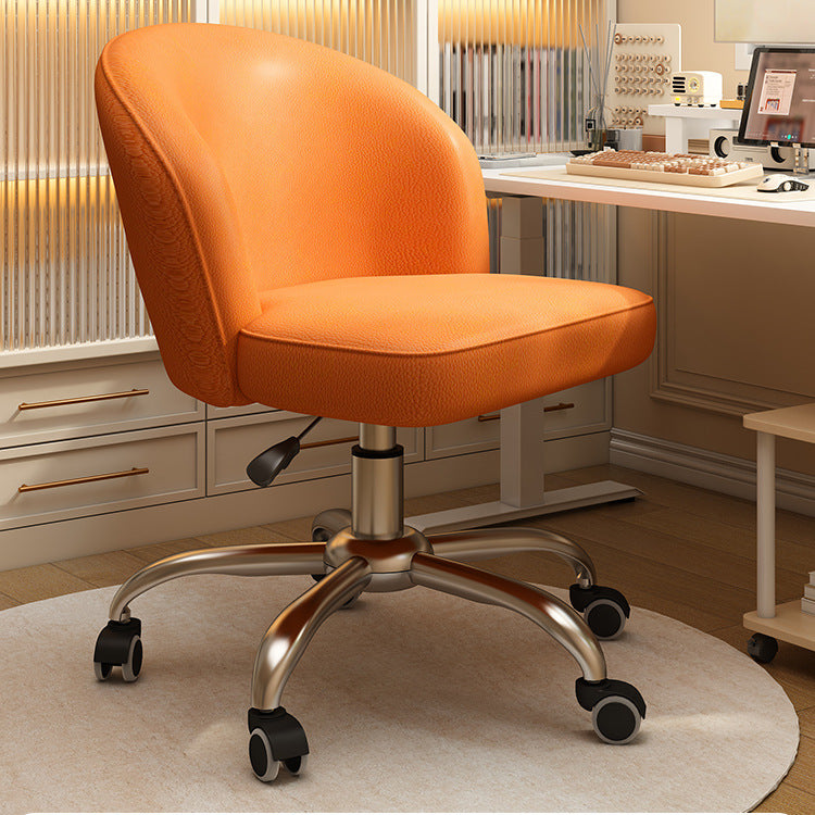 Contemporary Nordic Faux Leather Aluminum Alloy Plastic Swivel Desk Chair Backrest Armless For Study