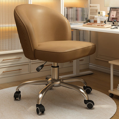 Contemporary Nordic Faux Leather Aluminum Alloy Plastic Swivel Desk Chair Backrest Armless For Study