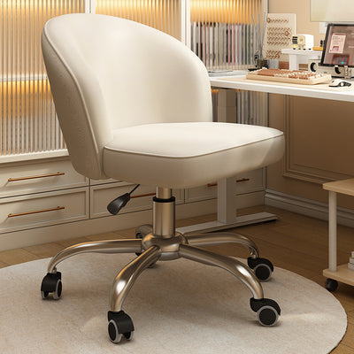 Contemporary Nordic Faux Leather Aluminum Alloy Plastic Swivel Desk Chair Backrest Armless For Study
