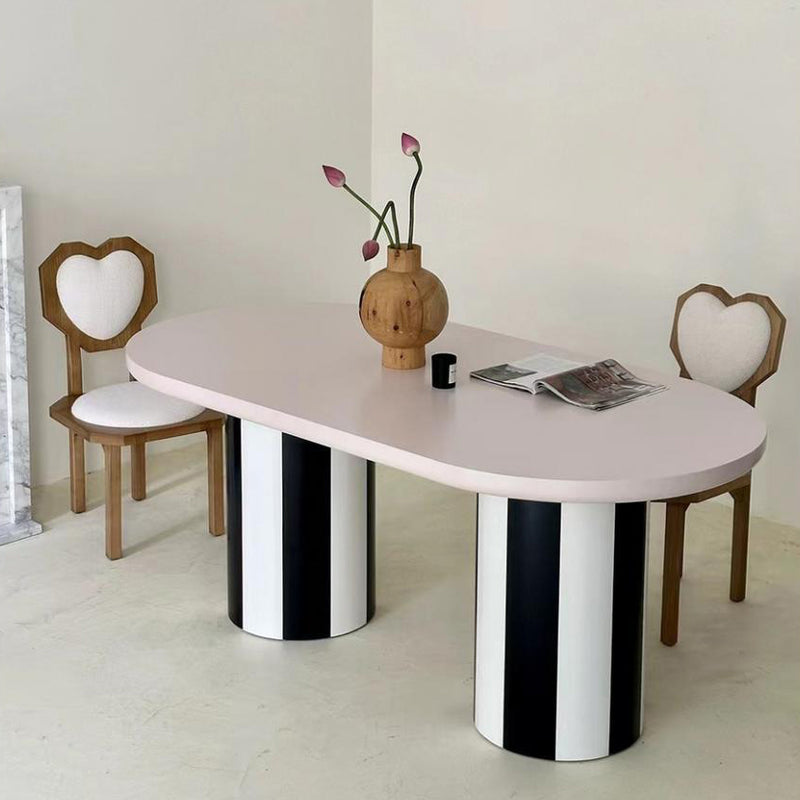 Silla de comedor sin brazos con respaldo de forma de corazón creativa contemporánea de lana de cordero, madera maciza y esponja para comedor 