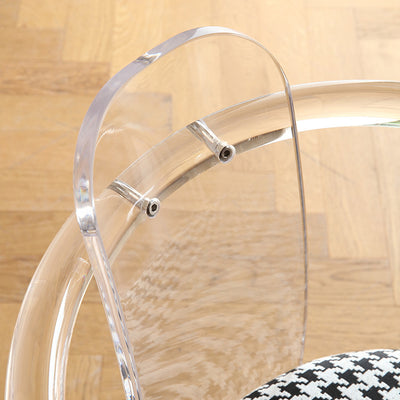 Contemporáneo Nórdico Transparente Acrílico Arco Hojas Tela Silla de Comedor Respaldo Sin Brazos Para Comedor 