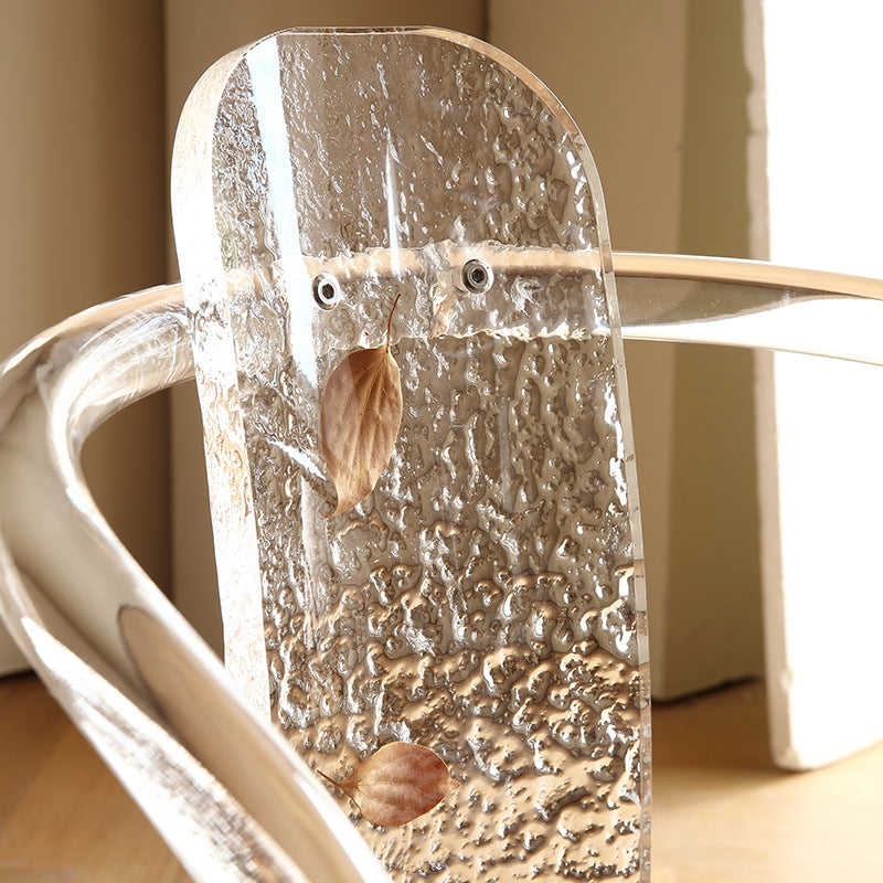 Contemporáneo Nórdico Transparente Acrílico Arco Hojas Tela Silla de Comedor Respaldo Sin Brazos Para Comedor 