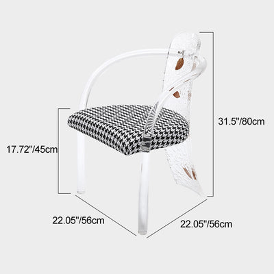 Contemporáneo Nórdico Transparente Acrílico Arco Hojas Tela Silla de Comedor Respaldo Sin Brazos Para Comedor 