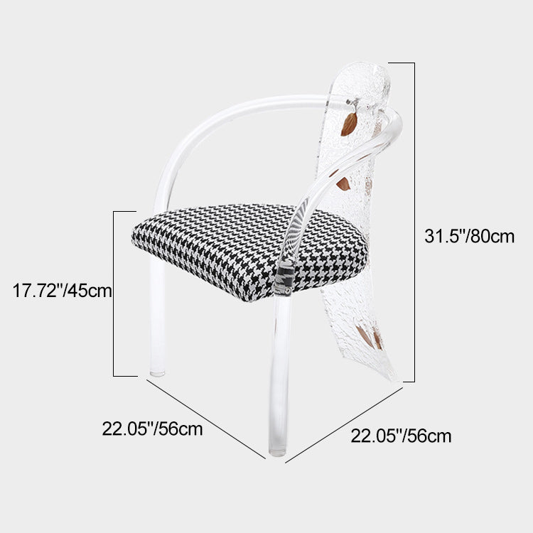 Contemporáneo Nórdico Transparente Acrílico Arco Hojas Tela Silla de Comedor Respaldo Sin Brazos Para Comedor 