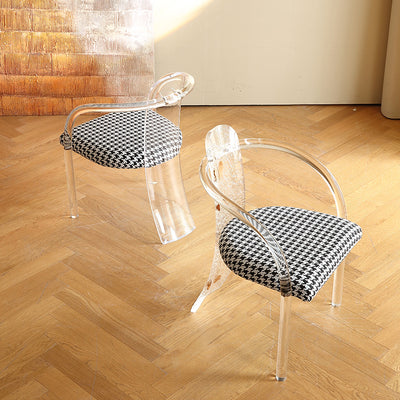 Contemporáneo Nórdico Transparente Acrílico Arco Hojas Tela Silla de Comedor Respaldo Sin Brazos Para Comedor 