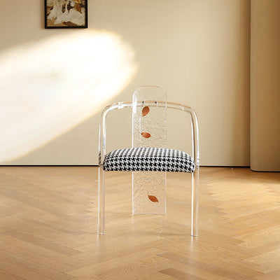 Contemporáneo Nórdico Transparente Acrílico Arco Hojas Tela Silla de Comedor Respaldo Sin Brazos Para Comedor 