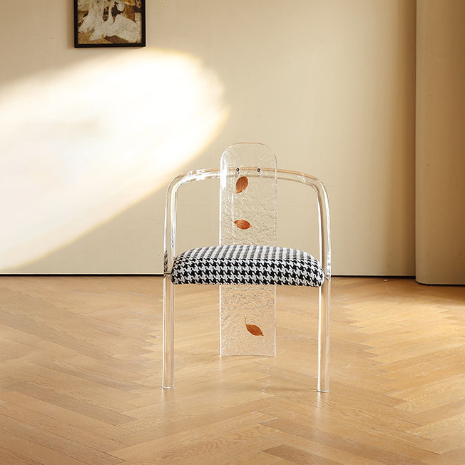 Contemporáneo Nórdico Transparente Acrílico Arco Hojas Tela Silla de Comedor Respaldo Sin Brazos Para Comedor 