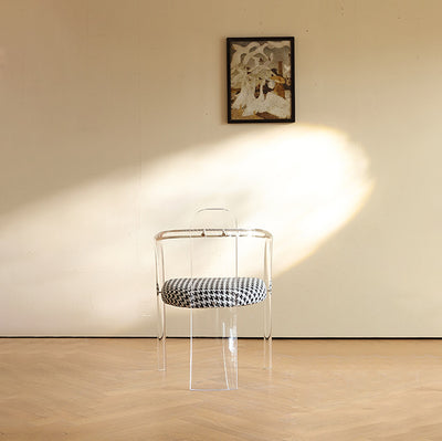 Contemporáneo Nórdico Transparente Acrílico Arco Hojas Tela Silla de Comedor Respaldo Sin Brazos Para Comedor 