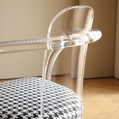 Contemporáneo Nórdico Transparente Acrílico Arco Hojas Tela Silla de Comedor Respaldo Sin Brazos Para Comedor 